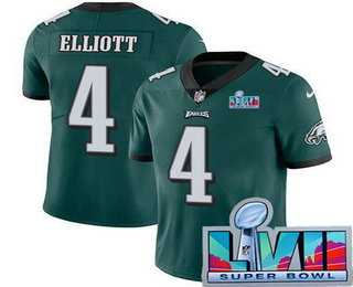 Men & Women & Youth Philadelphia Eagles #4 Jake Elliott Limited Green Super Bowl LVII Vapor Jersey